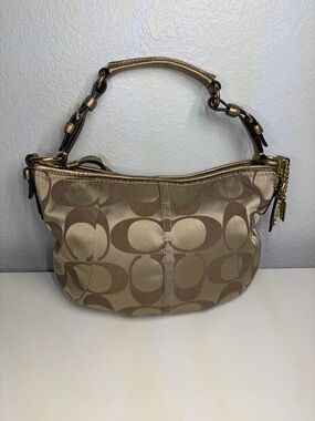 Coach Canvas Khaki/Gold Signature SoHo Shoulder Bag
